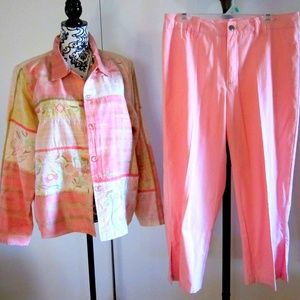 Embroidered Indigo Moon Button Up Jacket/Pants Set